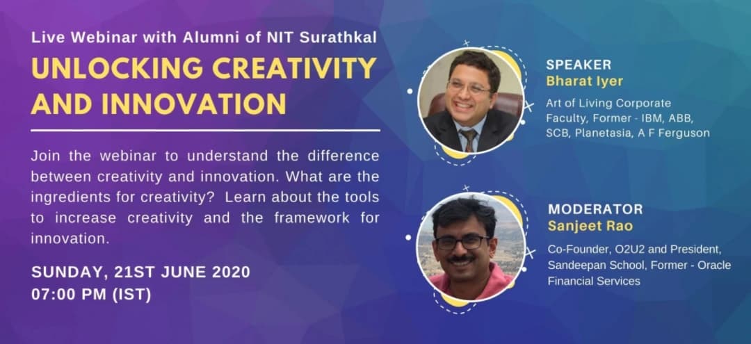 Alumni network webinar on innovation and creativity